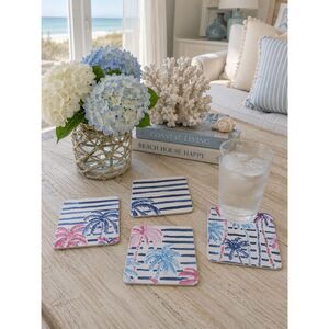Set Of 4 Handmade Coasters Coastal Cottage Enteratining Hostess Southern